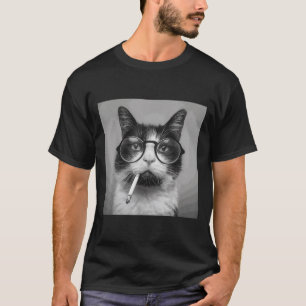 T-shirt Drôle Graphisme Chat Fumer Adulte Amusant