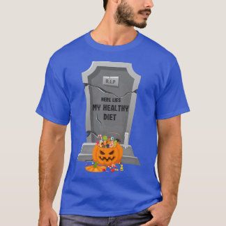 T-shirt Drôle Gravestone Ici Met Mon Régime Sain Hallowe