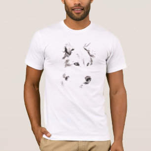 T-shirt Drôle Gray Wolf tête croquis