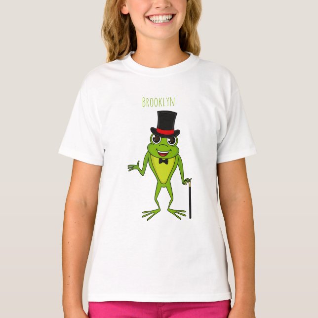 T-shirt Drôle grenouille avec chapeau dessus dessin animé (Devant)