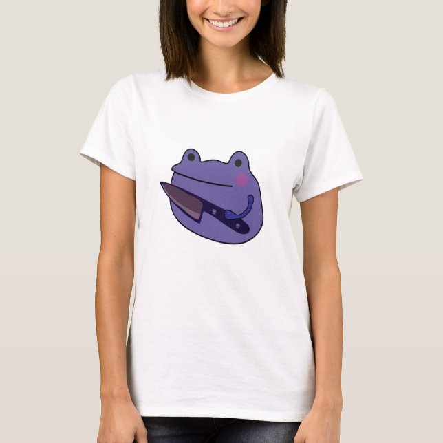 T-shirt Drôle Grenouille Kawaii avec couteau Frog Amateurs (Devant)