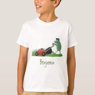 T-shirt Drôle grenouille verte tondre la pelouse dessin
