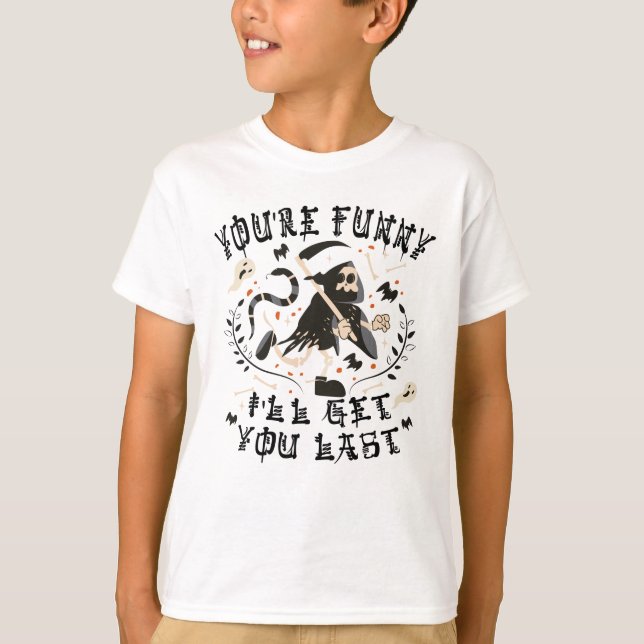 T-shirt Drôle Grim Reaper Squelette Halloween Costume (Devant)