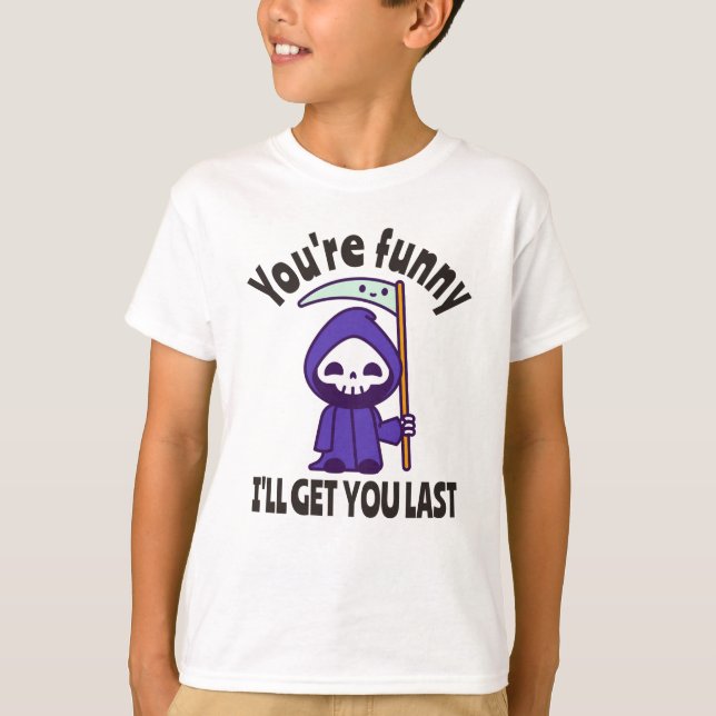 T-shirt Drôle Grim Reaper Squelette Halloween Costume (Devant)