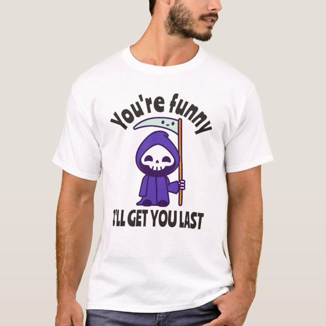 T-shirt Drôle Grim Reaper Squelette Halloween Costume (Devant)