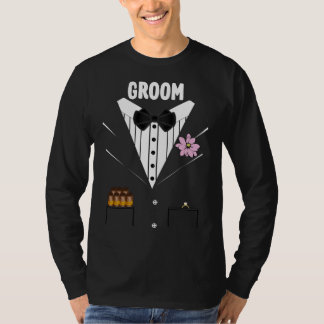 T-shirt Drôle Groom Tuxedo Avec Cigars et Anneau Pour Mari