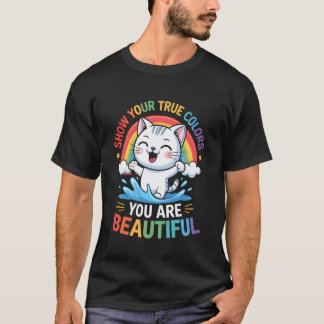 T-shirt Drôle Groovy Fierté LGBTQ+ Chat Chats Citation Hum