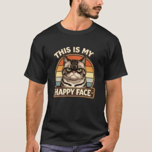 T-shirt Drôle Grumpy Cat "C'est Mon Visage Heureux" Vintag