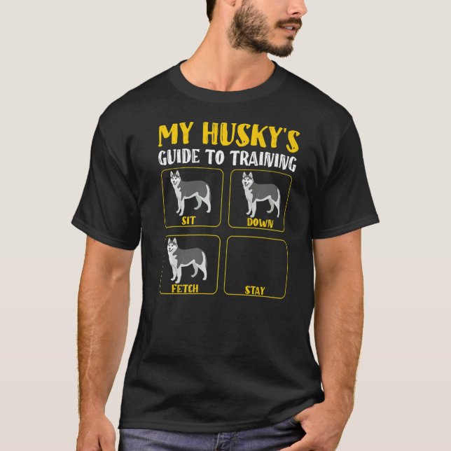 T-shirt Drôle guide de mon mari pour former maman husky pa (Devant)