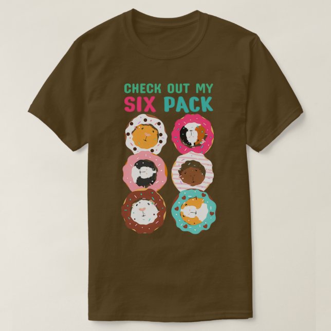 T-shirt Drôle Guinée Porc Donut Six Pack (Design devant)