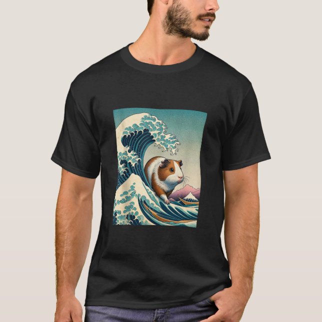 T-shirt Drôle Guinéen Cochon La Grande Vague Au Large De K (Devant)