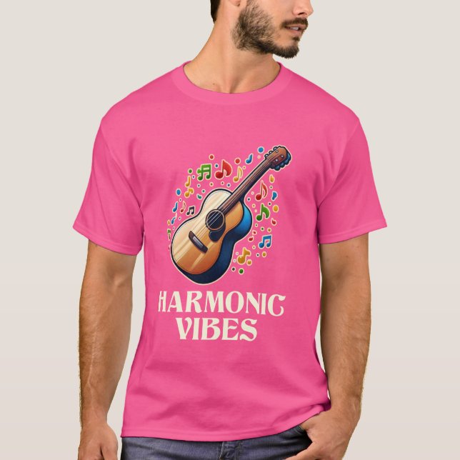 T-shirt Drôle Guitare Lecteur Harmonieux Musicien Acoustiq (Devant)