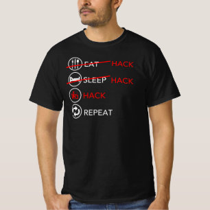 T-shirt Drôle Hacker's Eat Sleep Répéter