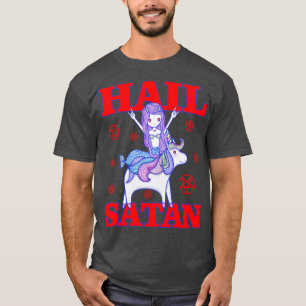 T-shirt Drôle Hail Satan Unicorn Sirène Mort Métal Cadeau