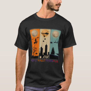 T-shirt Drôle Hallothanksmas heureux Vintage Happy Halloth