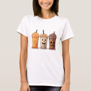 T-shirt Drôle Halloween Citrouille épice Latte café Chute