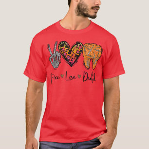 T-shirt Drôle Halloween Dentiste Paix Amour Dentaire Squel