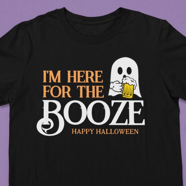 T-shirt Drôle Halloween Fantôme Boire Bière Ici Pour Booze (Créateur téléchargé)