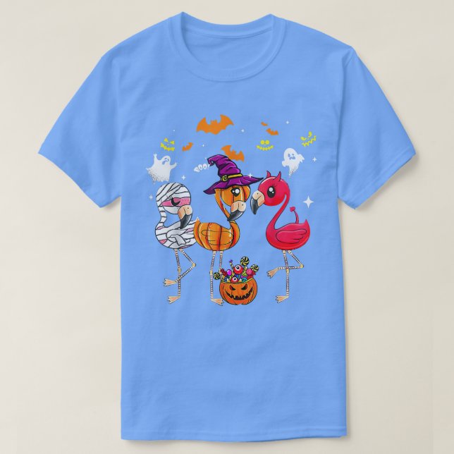 T-shirt Drôle Halloween Flamant rose Flamingoween Witch Va (Design devant)