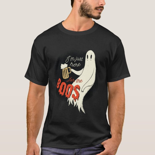 T-shirt Drôle Halloween GHOST BIÈRE Juste ici pour le BOOS (Devant)
