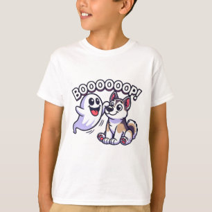 T-shirt Drôle Halloween Ghost Husky Chien Boop Silencieux