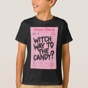 T-shirt Drôle Halloween Guest Check Witch Way À La Bonbonn