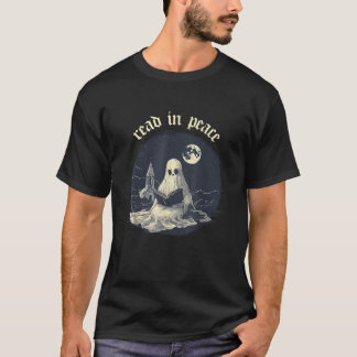 T-shirt Drôle Halloween Lire La Paix Lecture Cute Ghost B