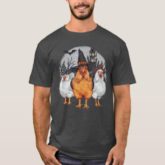 T-shirt Drôle Halloween Poulets Sorcière Saison Éffrayante