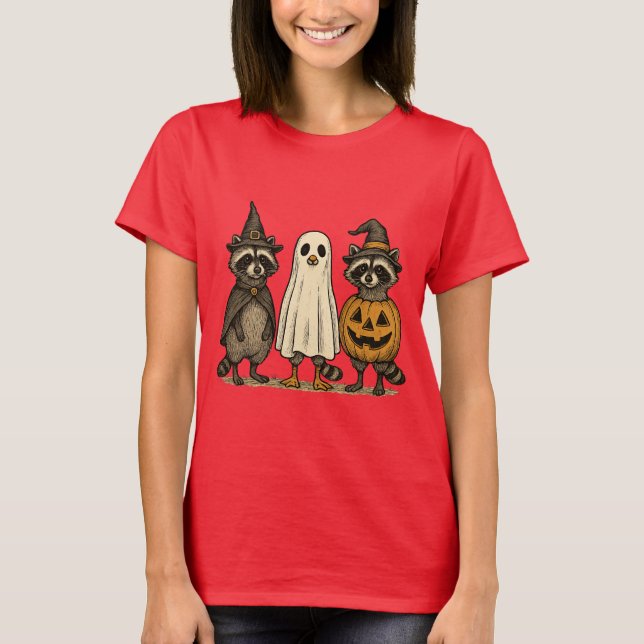 T-shirt Drôle Halloween Raccoon mignon bol (Devant)