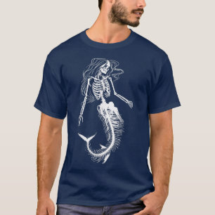 T-shirt Drôle Halloween Sirène Skeleton Cadeau Cool D