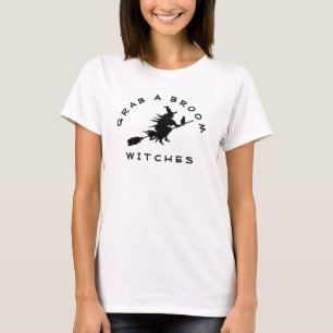 T-shirt Drôle Halloween Sorcière équitation Broom Texte