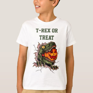 T-shirt Drôle Halloween T-rex Head Mange Citrouille