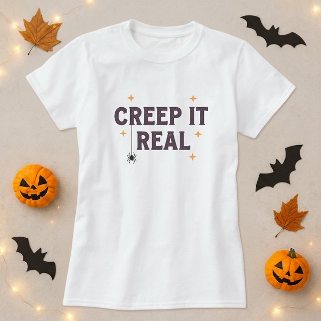 T-shirt Drôle Halloween Tee; Creep It Real Spider Pun (Créateur téléchargé)