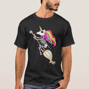 T-shirt Drôle Halloween Unicorn Costume Squelette Sur Le B
