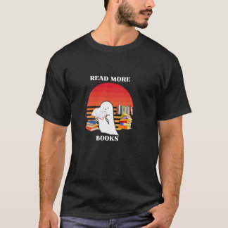 T-shirt drôle hallowen ghost lire plus de livres