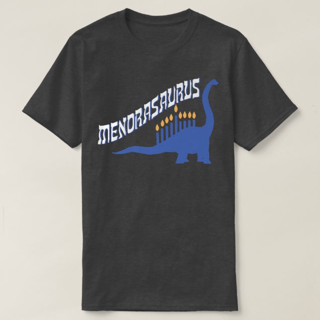 T-shirt Drôle Hanukkah Menorasaurus Brachiosaurus & Menora (Design devant)