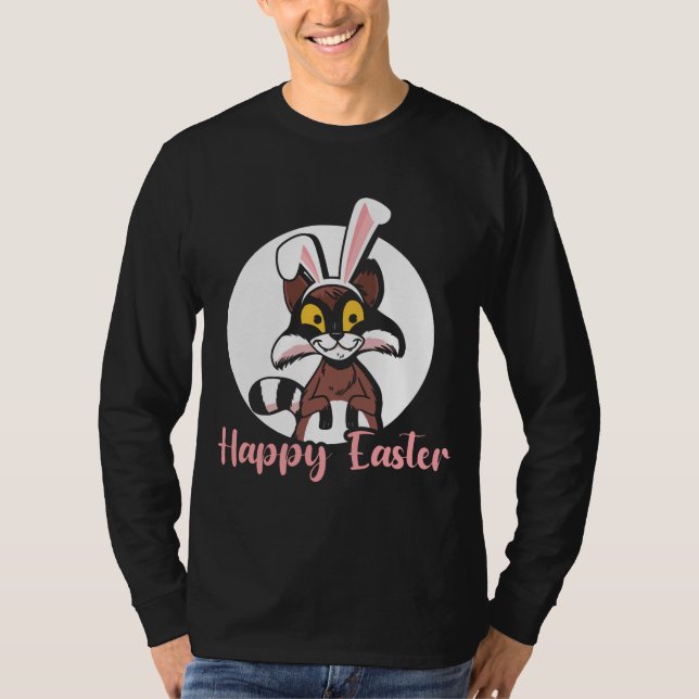 T-shirt Drôle Happy Happy Raccoon de Pâques Chasse aux oeu (Devant)