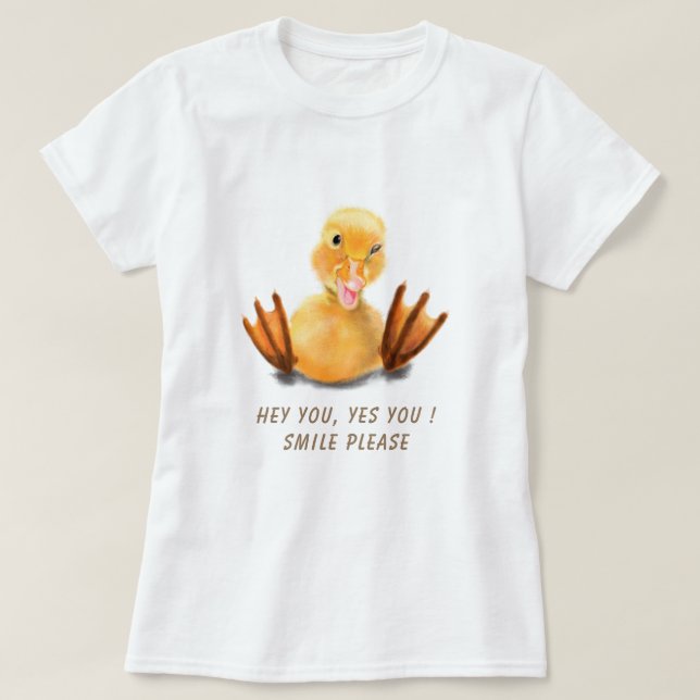 T-shirt drôle Hapy Duck Smile - Texte personnalisé (Design devant)