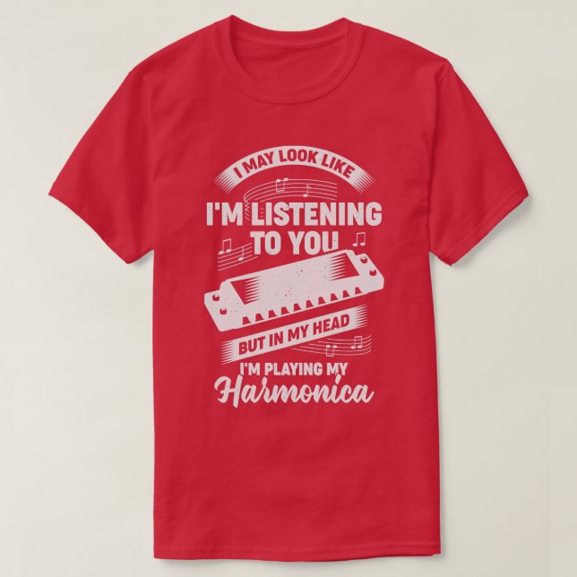 T-shirt Drôle Harmonica Player Musician Cadeau (Design devant)
