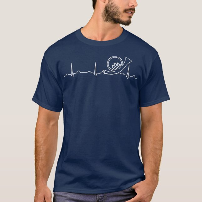 T-shirt Drôle Heartbeat French Horn Apparel Fun Music (Devant)