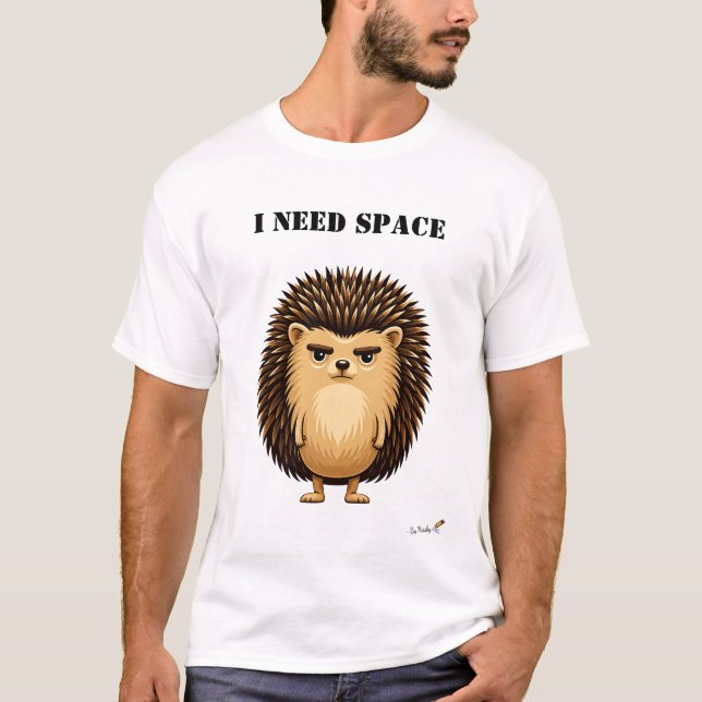 T-Shirt Drôle Hérisson 'J'ai Besoin d'Espace' (Devant)