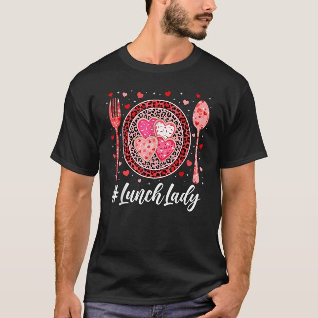 T-shirt Drôle Heureuse Sainte-Valentin déjeuner Lady Leopa (Devant)