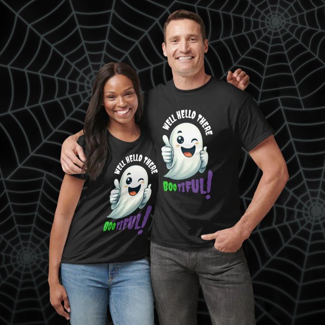 T-shirt Drôle Hey Boo-tiful ! Fantôme mignon (Hey Boo-tiful Cute Ghost T-Shirt Cover Photo)