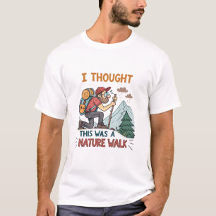 T-shirt Drôle Hiker Exhausted Cartoon Randonnée Mountain J