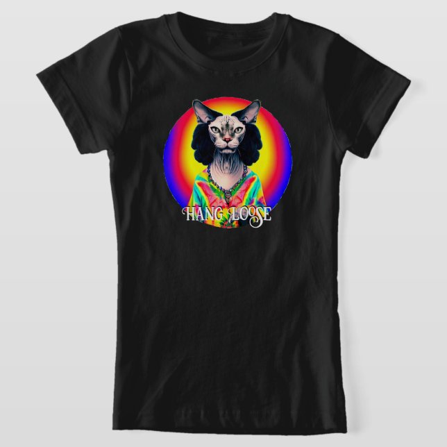 T-Shirt Drôle Hippie Sphynx Chat (Poser)