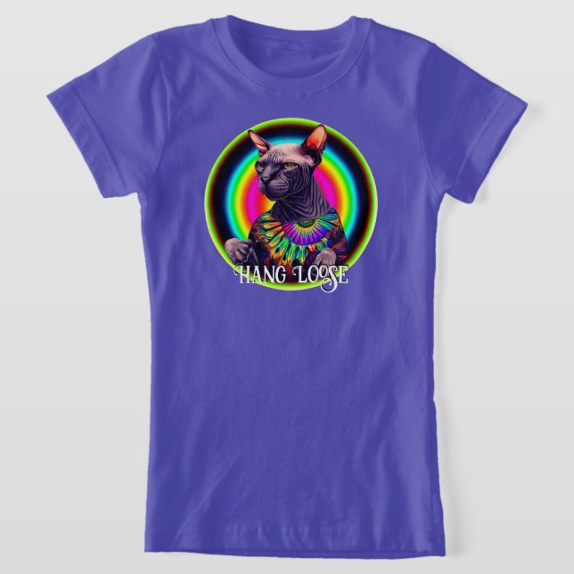 T-Shirt Drôle Hippie Sphynx Chat (Poser)