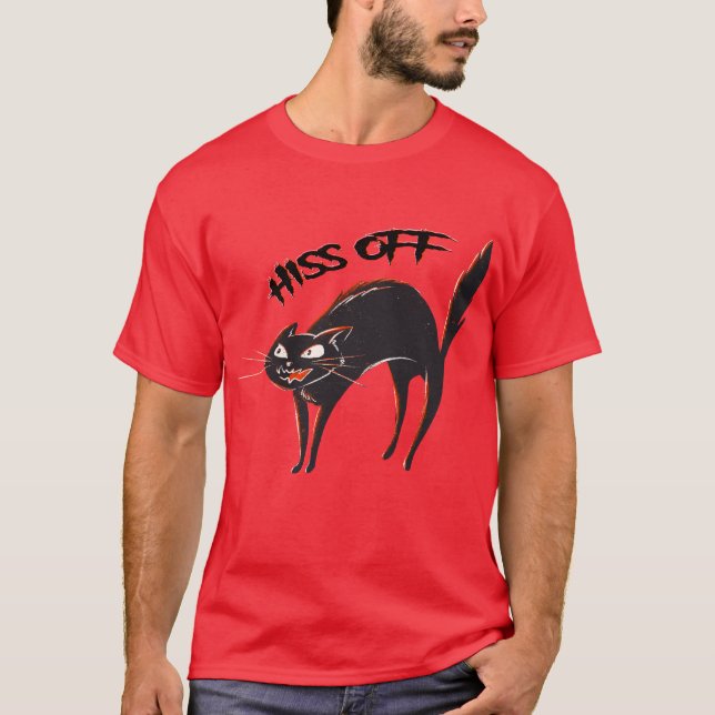 T-shirt Drôle Hiss Off, Drôle Chat (Devant)