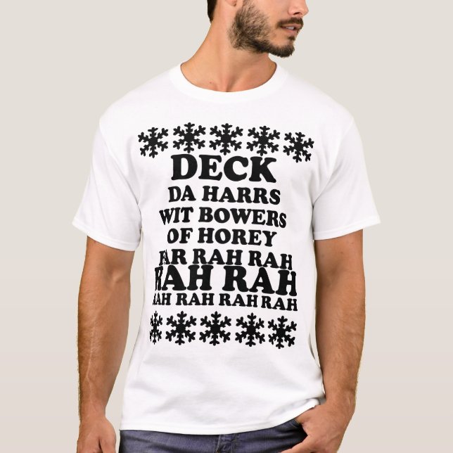 T-shirt Drôle Homme Deck the Halls Fêtes Chemise de Noël (Devant)