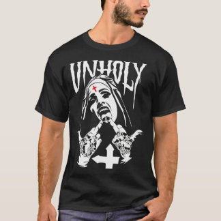 T-shirt Drôle Horreur Unholy Nun 