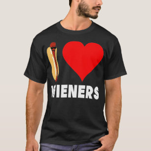 T-shirt Drôle Hot Dog Design I Love Wieners Heart BBQ